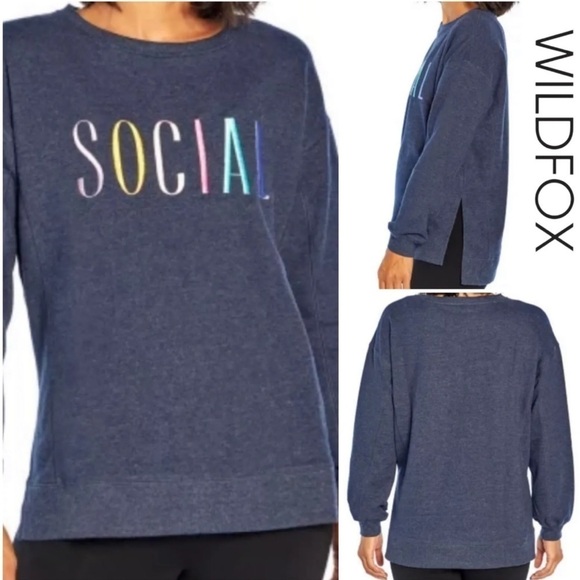 Wildfox Tops - 2 for $10 | WILDFOX “SOCIAL” Statement Crewneck Sweatshirt Heathered Size Medium